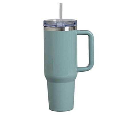 Εικόνα της Travel Tumbler 1200ml (Olive Green/Gloss) Plastic Handle with Flip Lid & Straw