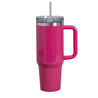 Εικόνα της Travel Tumbler 1200ml (Rose Red/Gloss) Plastic Handle with Flip Lid & Straw