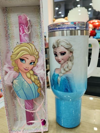 Εικόνα της σετ ποτήρι θερμός και λαμπάδα- πριγκίπισσα 1