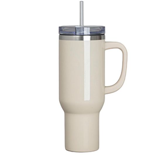 Εικόνα της Travel Tumbler 1200ml (BEIGE gloss) Plastic Handle
