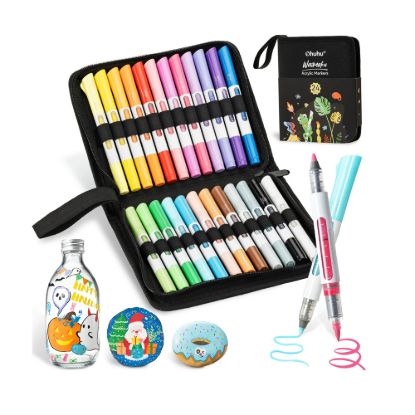 Εικόνα της Ohuhu Acrylc Markers Σετ 24 Ακρυλικοί Μαρκαδόροι Waimoku Brush & Bullet