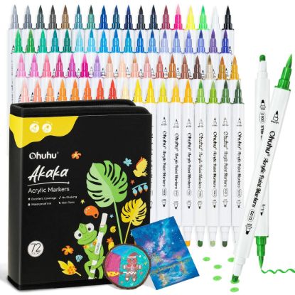 Εικόνα της Ohuhu Acrylic Paint Markers Cotton-core Σετ 72 Ακρυλικών Μαρκαδόρων Fine & Dot