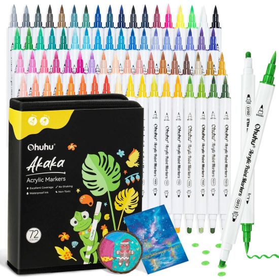 Εικόνα της Ohuhu Acrylic Paint Markers Cotton-core Σετ 72 Ακρυλικών Μαρκαδόρων Fine & Dot