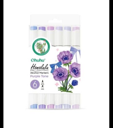 Εικόνα της Ohuhu Honolulu Alcohol Markers Σετ Μαρκαδόρων 6 Purple Tones Brush & Chisel