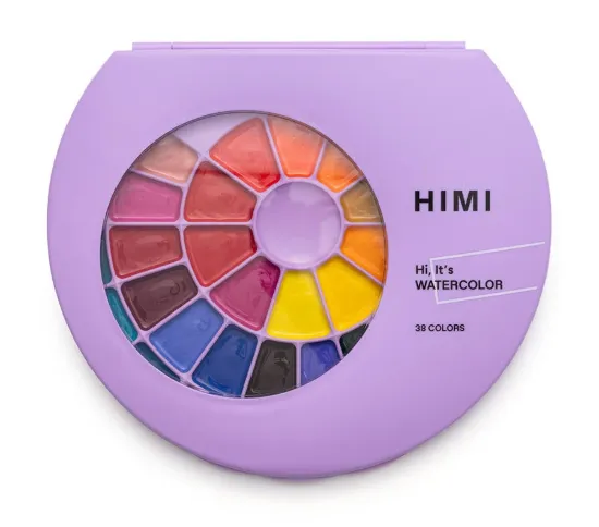 Εικόνα της HIMI Semi-Moist Watercolour Σετ 24 Χρωμάτων με Πινέλο (Purple Case)