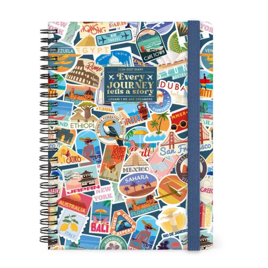 Εικόνα της 16-Month Weekly Diary for 2026/2027 - Travel Stickers - Spiral-Bound - Large