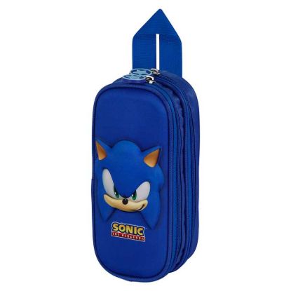 Εικόνα της Sonic Blue 3D Double Pencil Case Sonic Face