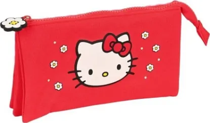 Εικόνα της Hello Kitty Spring Κασετίνα με 3 Θήκες Κόκκινη
