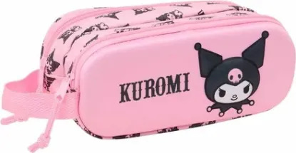 Εικόνα της Kuromi 3D Κασετίνα Βαρελάκι με 2 Θήκες Ροζ
