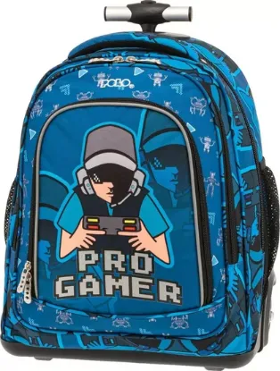 Εικόνα της Rolling Pro Gamer Σχολική Τσάντα Τρόλεϊ Δημοτικού Μπλε